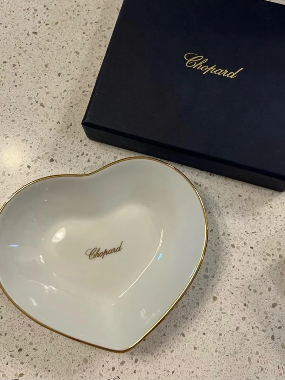Chopard White and Gold Heart Trinket Dish